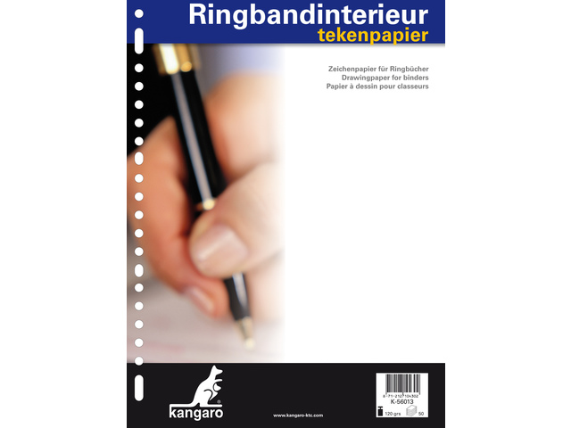 Kangaro ringbandinterieur 23r tekenpap 120 gr. 50 vel - Wit