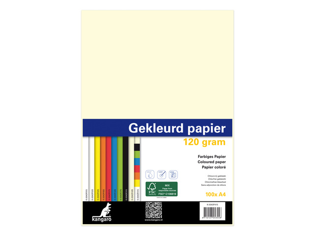 Kangaro papier A4 120gr pak a 100 vel (10x10) assorti