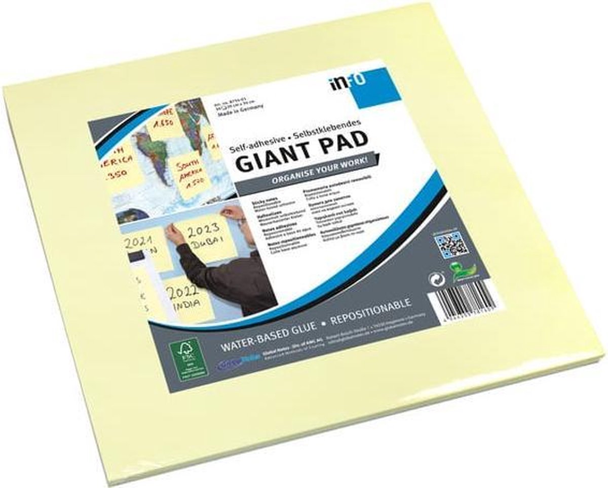 Info Notes 300x300mm Giant Pad blok a 50 vel - Geel