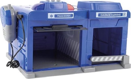 Toi-Toys parkeergarage politiestation met auto 3-delig - Zwart