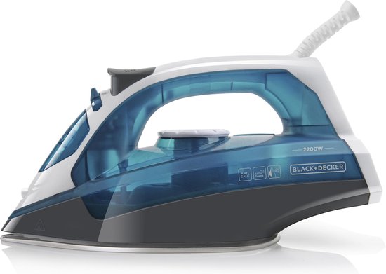 BLACK+DECKER stoomstrijkijzer - 2200W - 120g/min - instelbare stoomafgifte - antikalk - precisiepunt - Azul