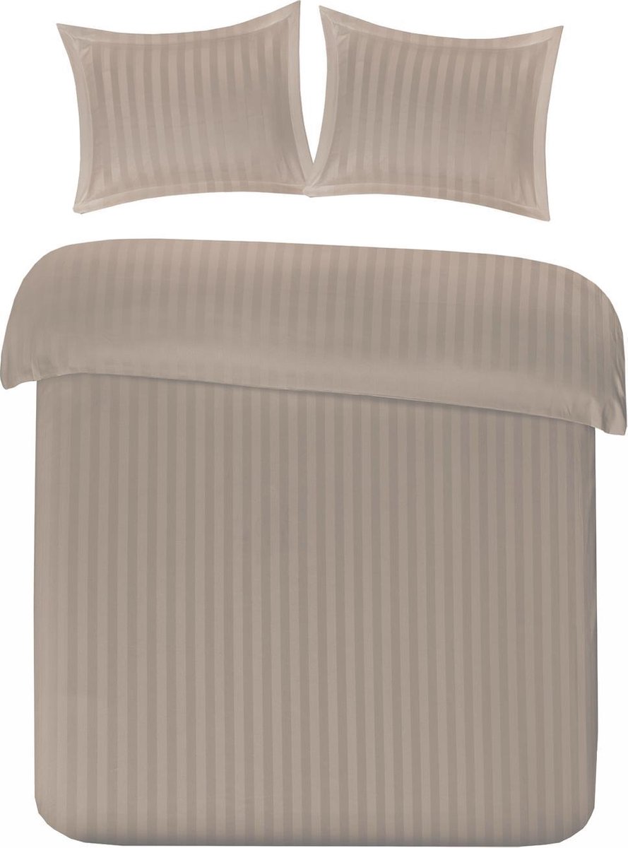Papillon Satijn Streep dekbedovertrek Taupe