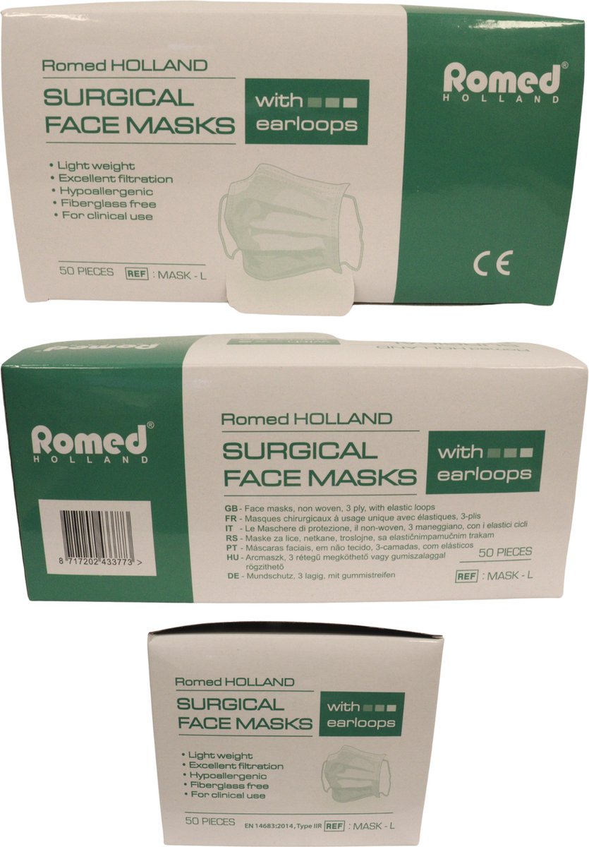 Romed Chirurgisch Mondmasker 2R Kwaliteit - Blauw