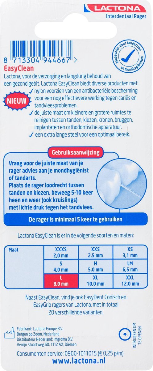 Lactona Ragers - Interdentale Borstels Large 8mm 8stuks