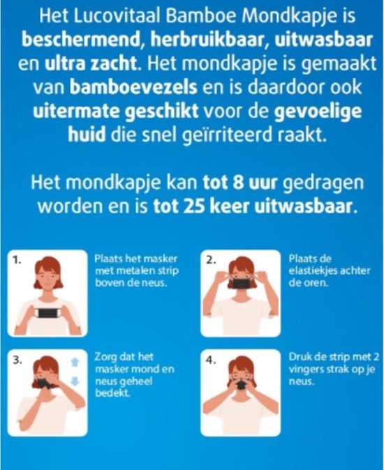 Lucovitaal Bamboe Mondmasker Herbruikbaar / Wasbaar - Groen