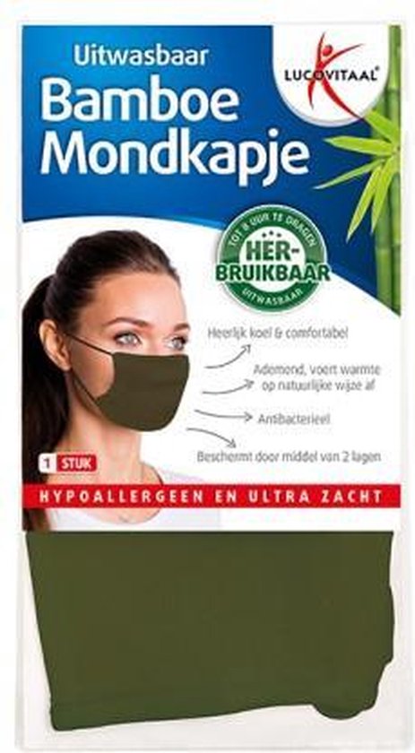 Lucovitaal Bamboe Mondmasker Herbruikbaar / Wasbaar - Groen