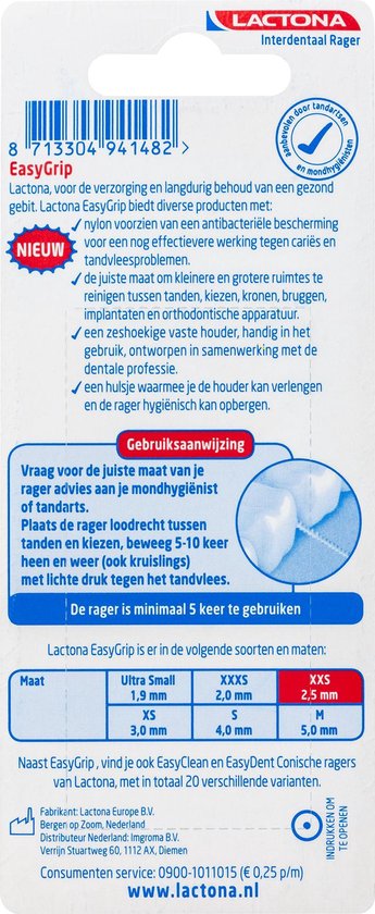 Lactona Easygrip Ragers - Interdentale Borstels Xxs 2.5mm 6 stuks
