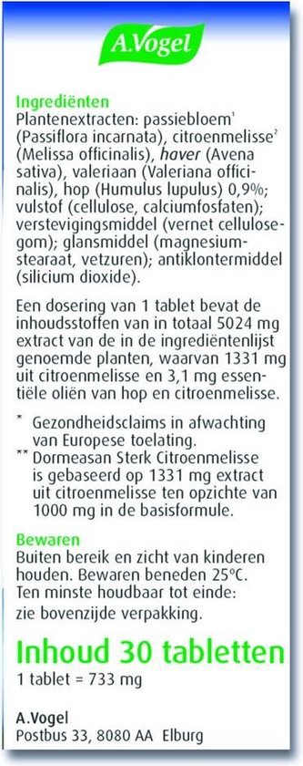 A.Vogel Dormeasan Nachtrust Extra Sterk Tabletten