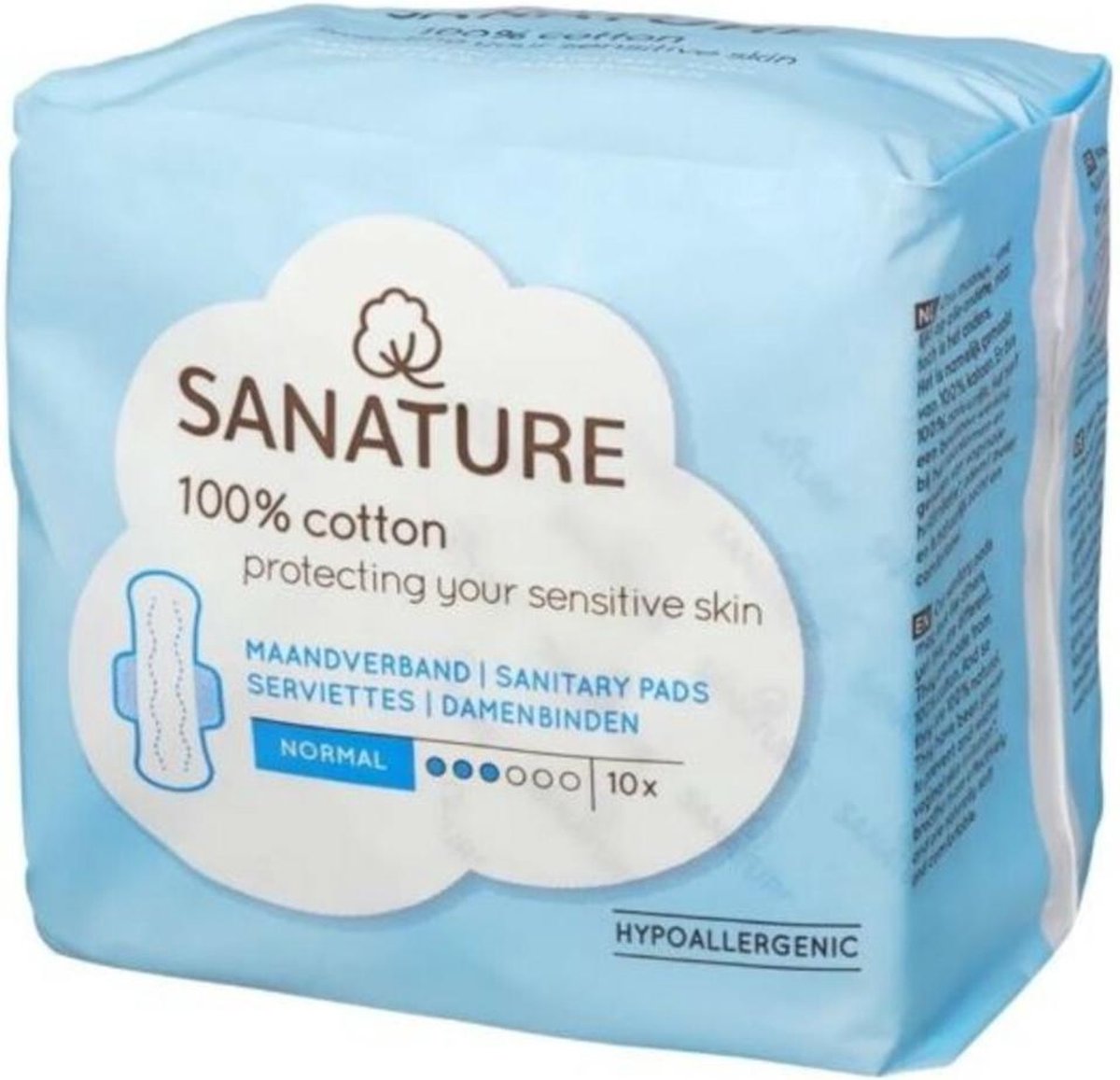 Sanature 100 Katoenen Maandverband Normaal 10stuks