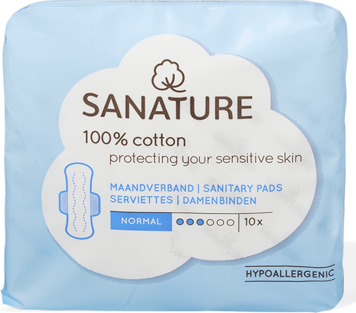 Sanature 100 Katoenen Maandverband Normaal 10stuks