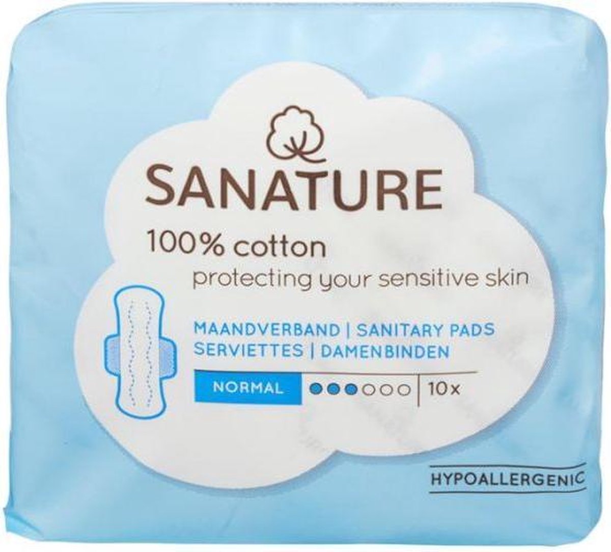 Sanature 100 Katoenen Maandverband Normaal 10stuks
