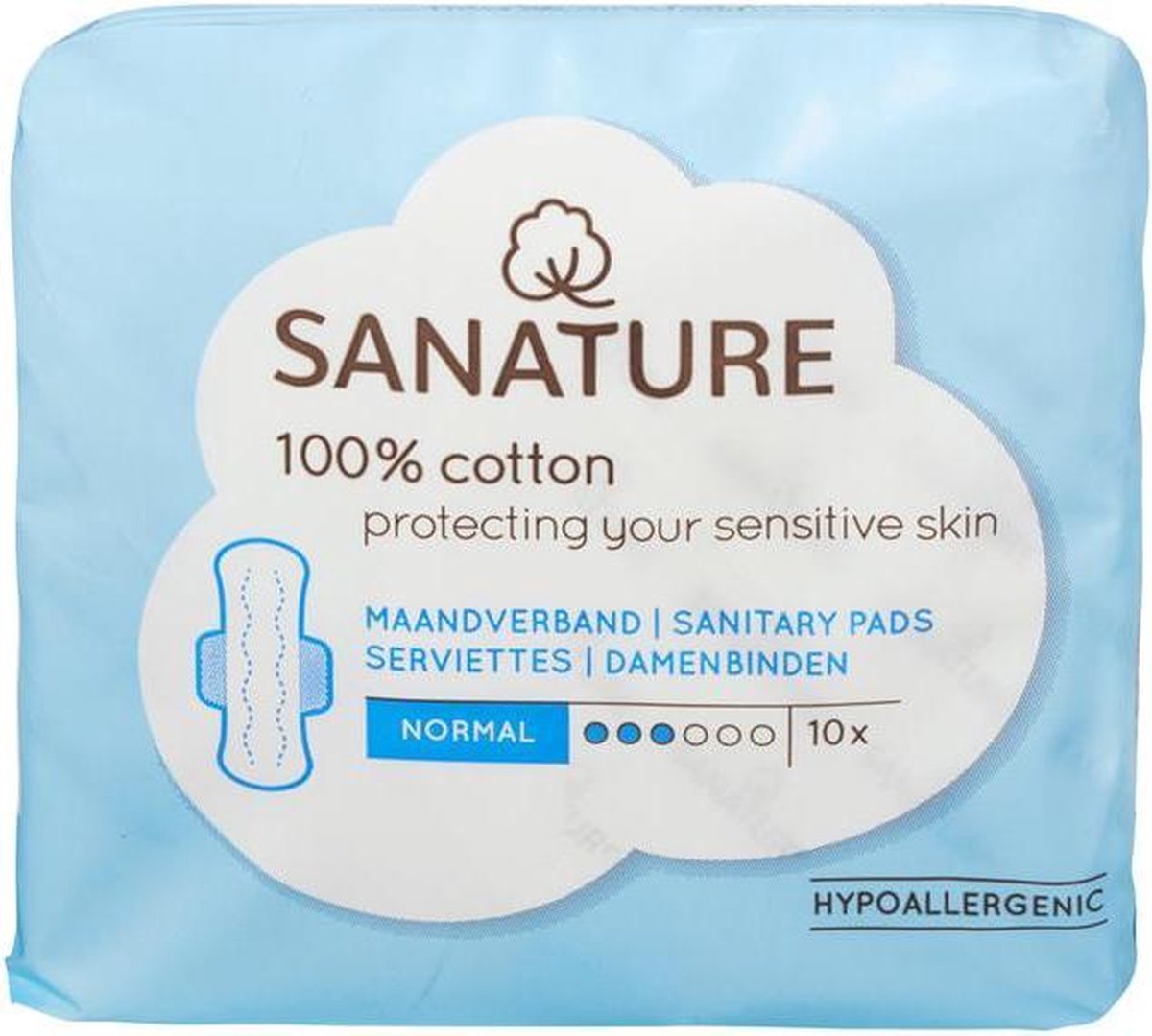 Sanature 100 Katoenen Maandverband Normaal 10stuks