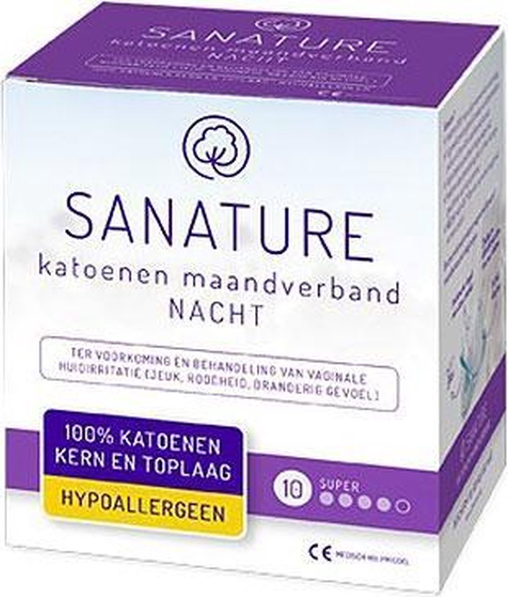 Sanature 100 Katoenen Maandverband Super 10stuks