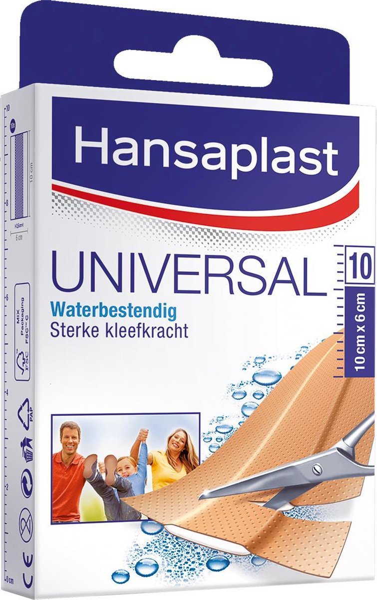 Hansaplast Pleisters Universal Waterbestendig 10cm x 6cm