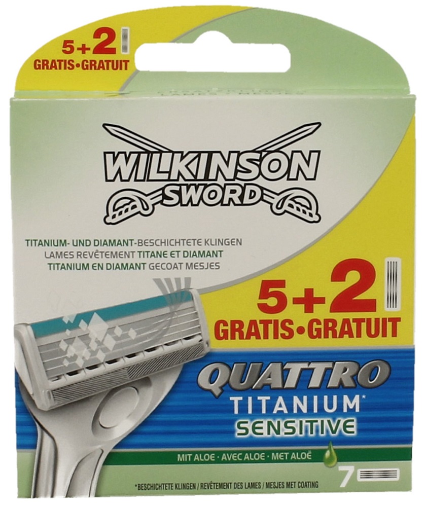 Wilkinson 7stuks Sword Quattro Sensitive Scheermesjes - Titanium