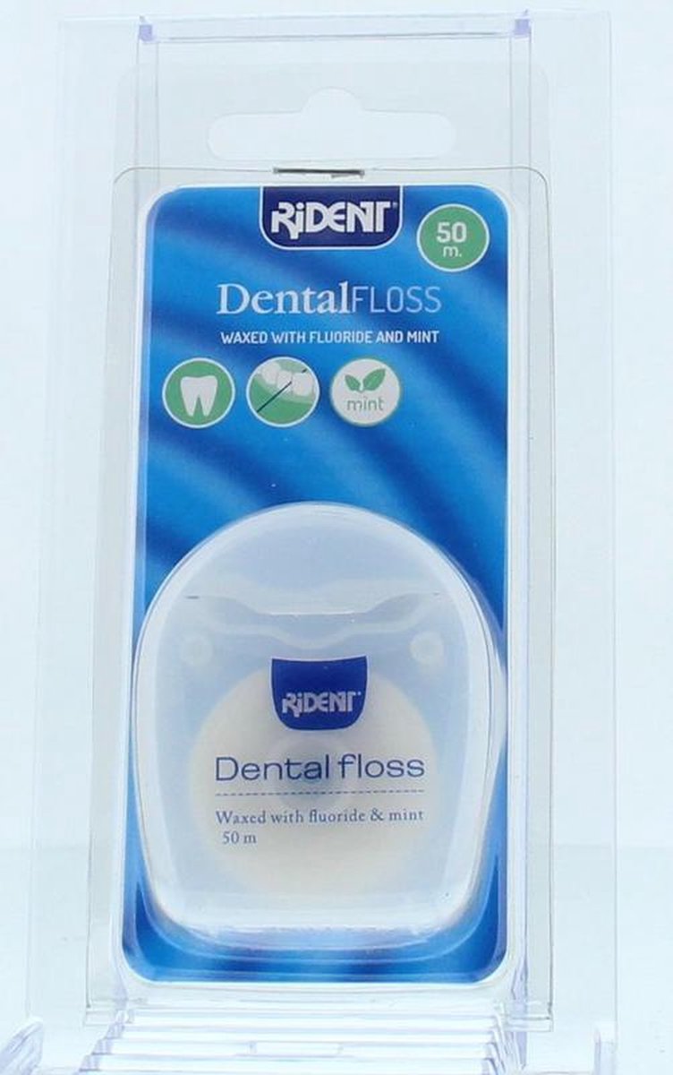 Rident Flosdraad Dental Floss Waxed Met Fluoride En Mint 50mtr