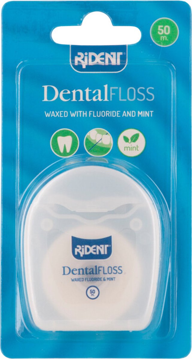 Rident Flosdraad Dental Floss Waxed Met Fluoride En Mint 50mtr