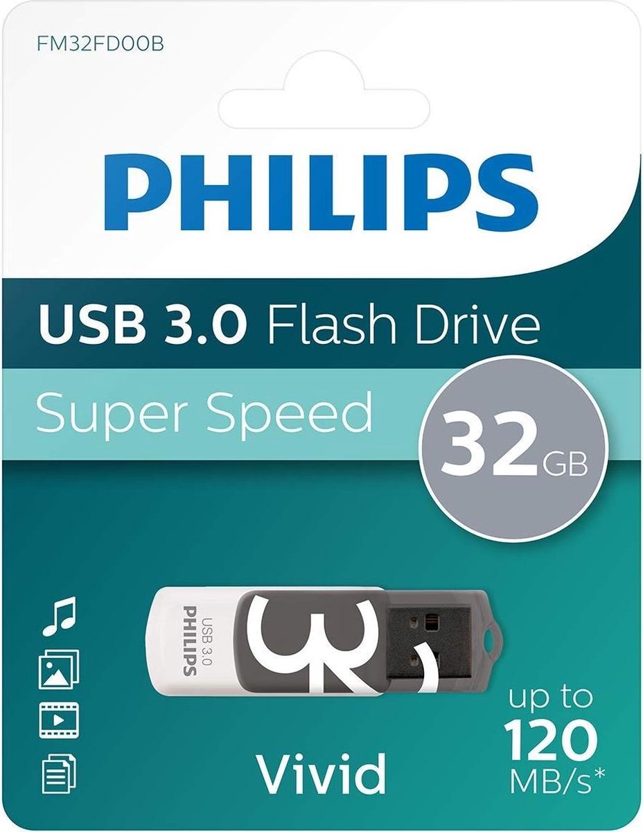 Philips FM32FD00B USB flash drive 32 GB USB Type-A 3.2 Gen 1 (3.1 Gen 1) Zwart, - Oranje