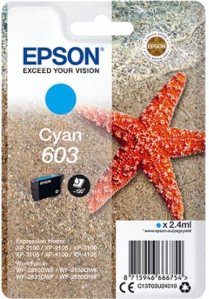 Epson Singlepack Cyan 603 Ink - Blauw