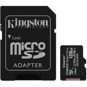 Kingston microSDXC Canvas Select Plus 128GB 100 MB/s + SD adapter - Zwart