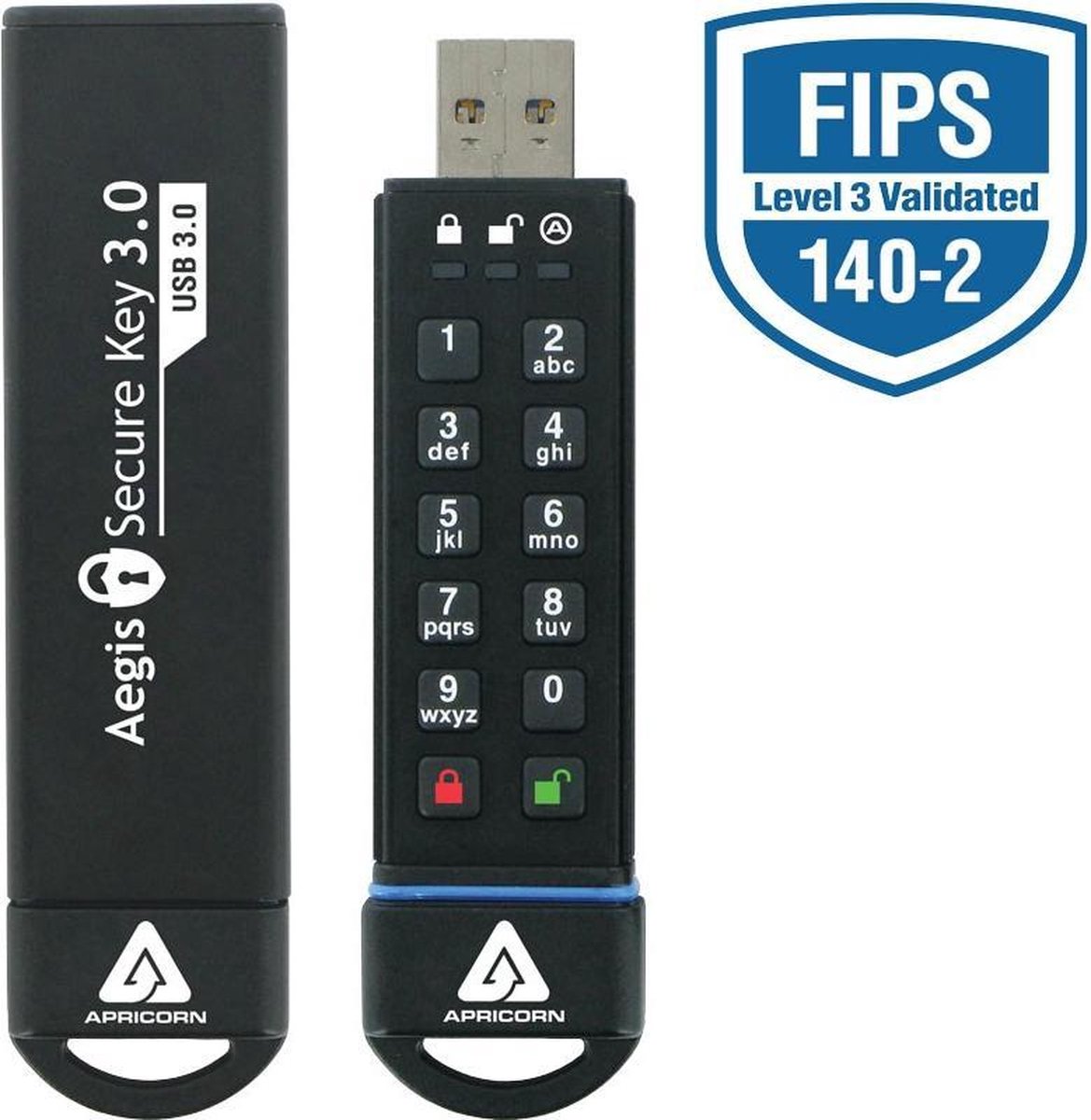 Apricorn Secure Key - USB-stick - 120 GB - Zwart
