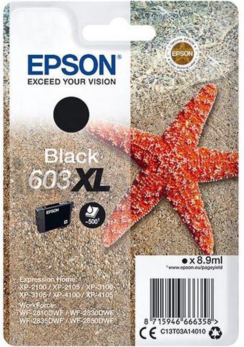Epson Singlepack Black 603XL Ink - Zwart