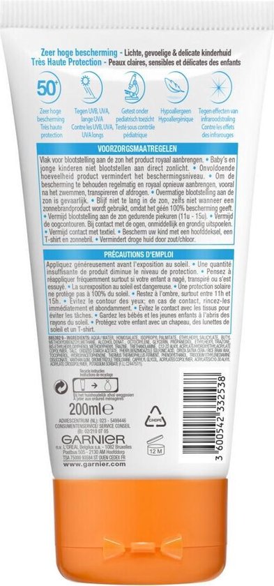 Garnier Ambre Solaire Kids Sensitive Zonnemelk SPF 50
