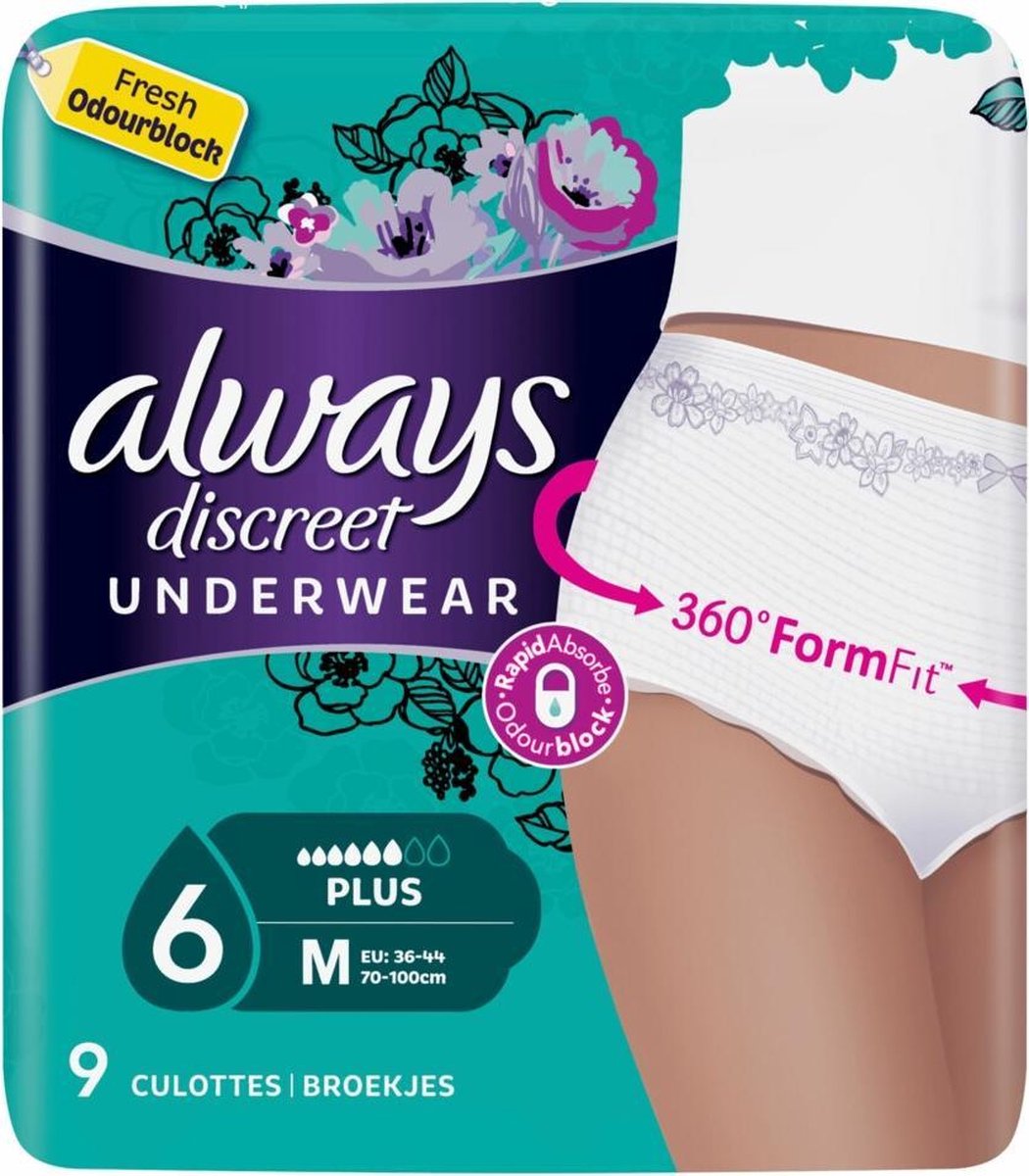 Always Discreet Plus Maandverband Pant Maat M 9stuks