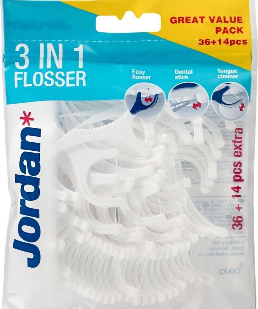 Jordan Flosser 3 In 1 Flosdraad 36 Stuks