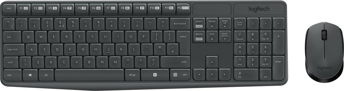 Logitech MK235 - Toetsenbord RF Draadloos QWERTZ Duits - Grijs