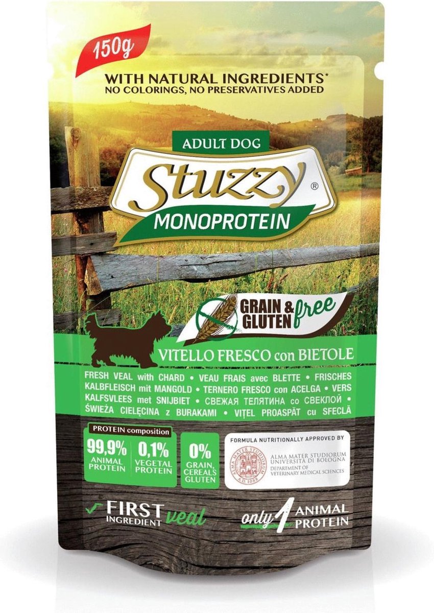 Stuzzy Dog Grain Free Monoprotein Pouch 150 g - Hondenvoer - Kalf