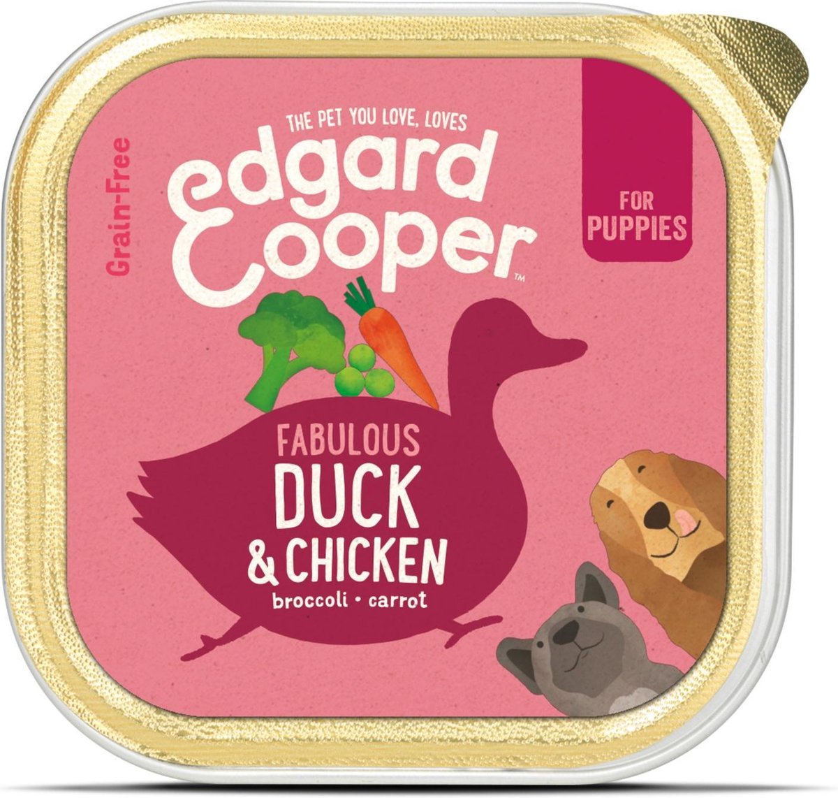Edgard&Cooper Kuipje Duck Chicken Puppy - Hondenvoer - Eend Kip Broccoli 150 g Graanvrij