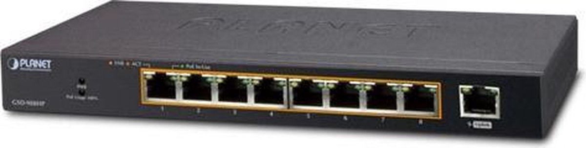 Assmann Planet GSD-908HP netwerk-switch Managed Gigabit Ethernet (10/100/1000) Power over Ethernet (PoE) - Zwart
