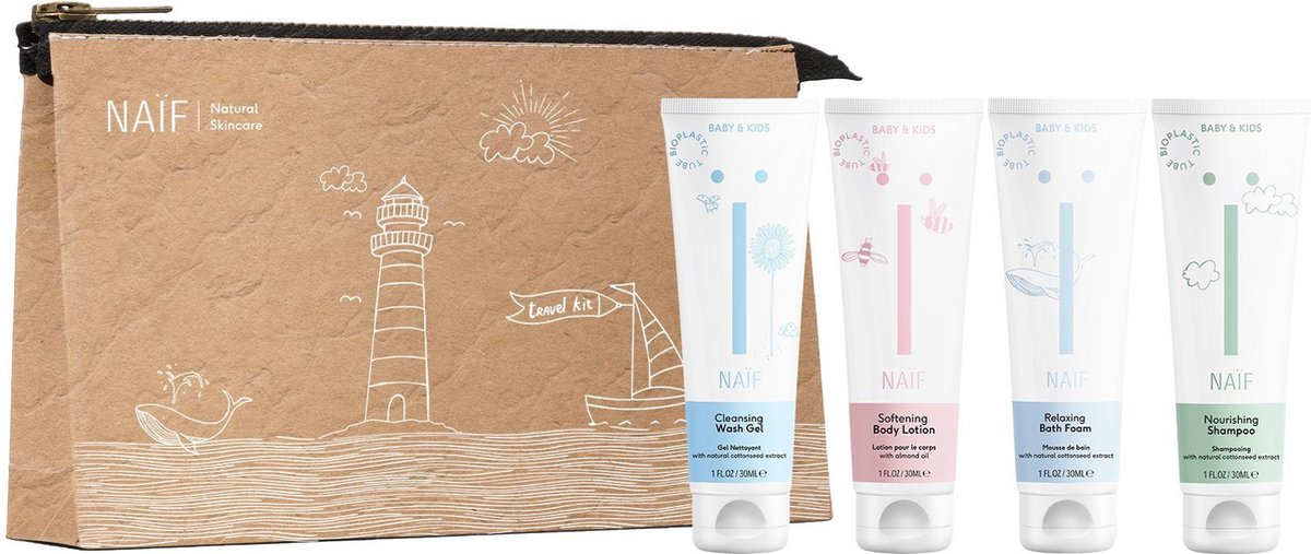 Naif Naïf Travel Kit (4X Travel Size 15ML, Monddoekje) Lichtbruin