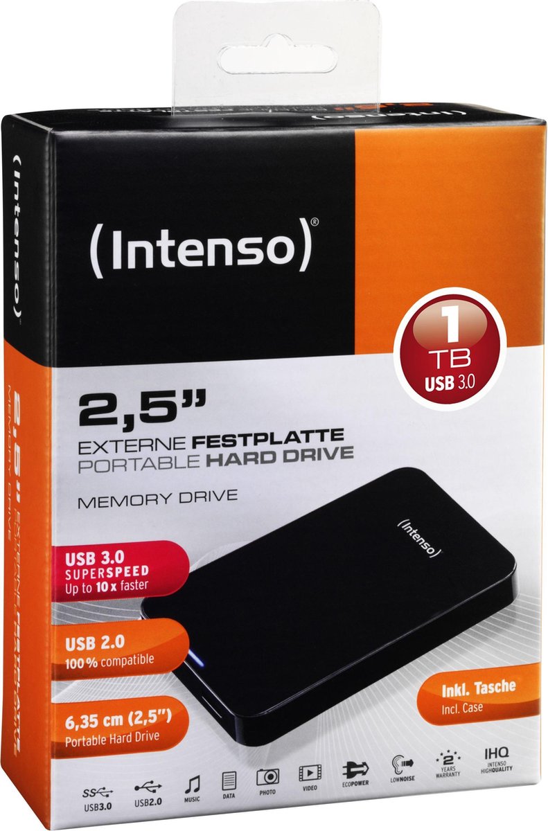 Intenso Memory Drive, 1TB externe harde schijf 1000 GB - Zwart