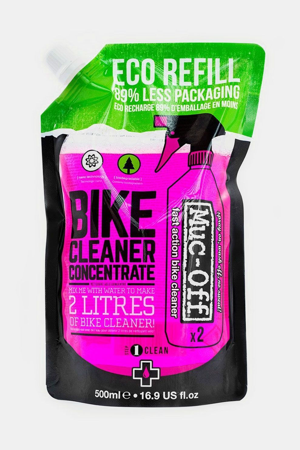 Muc-Off Bike Cleaner Concentraat Navulzak 500ML/Middenroze - Zwart