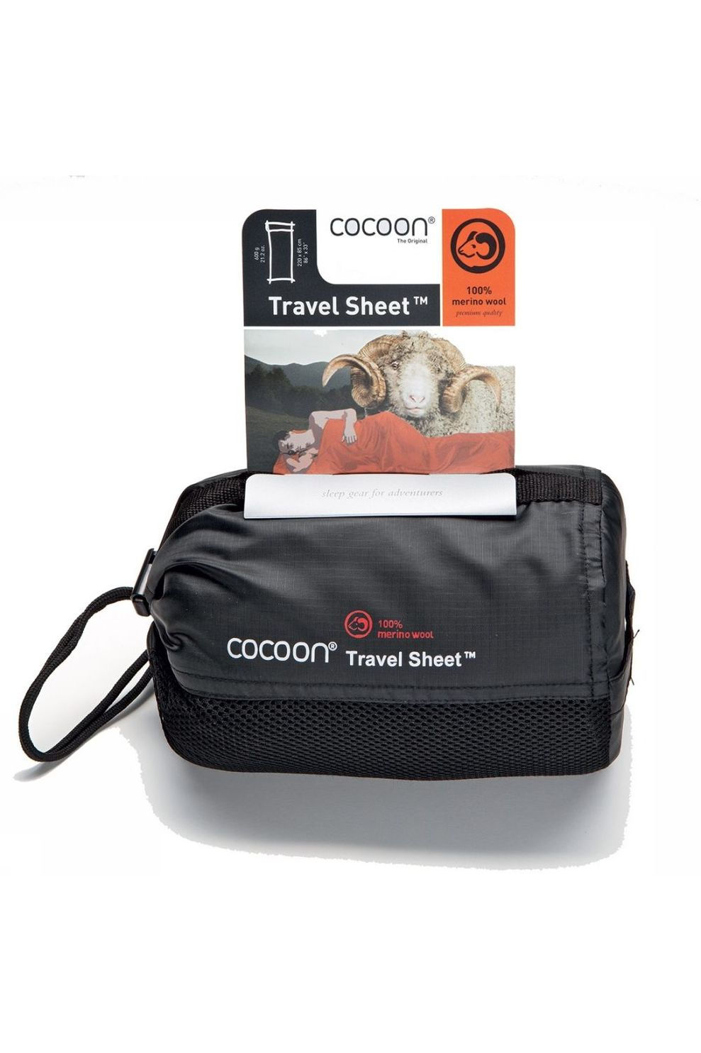 Cocoon Merinowool Travelsheet Lakenzak - Zwart