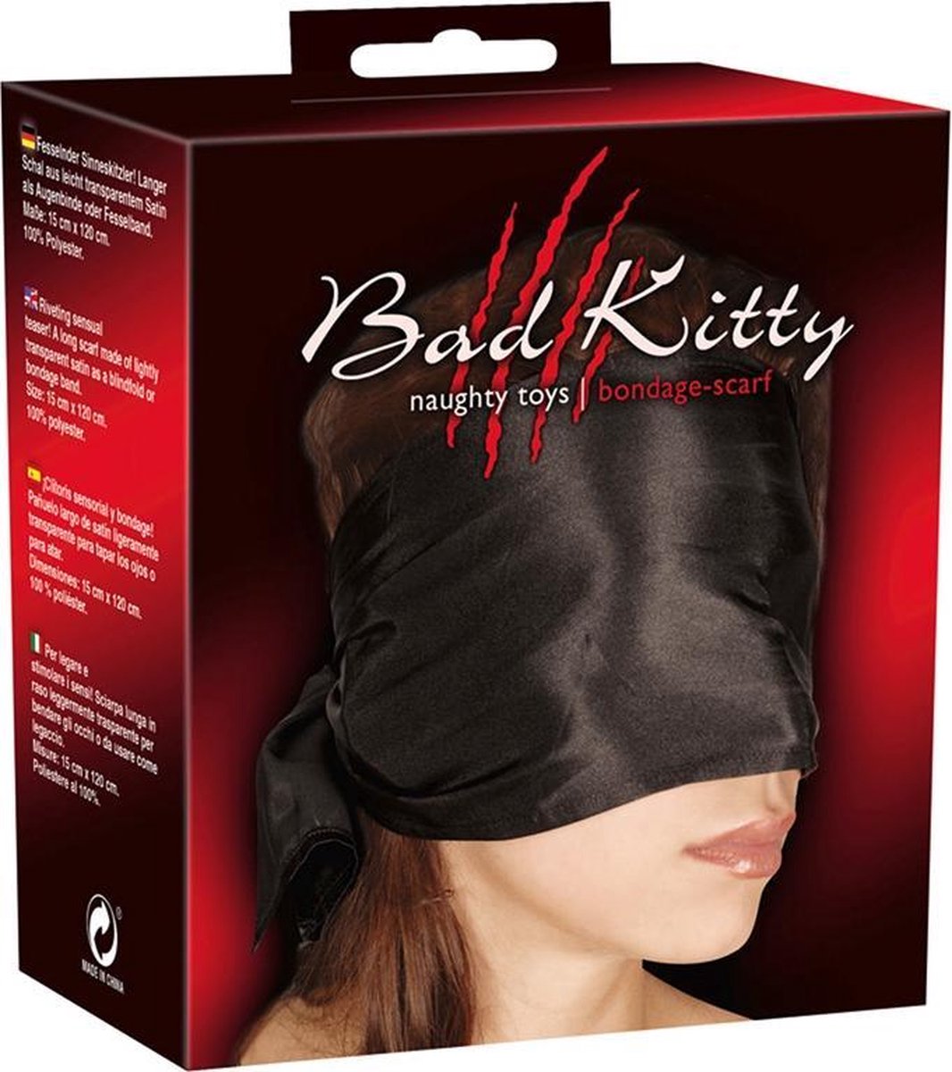 Bad Kitty Satijnen Sjaal - Zwart