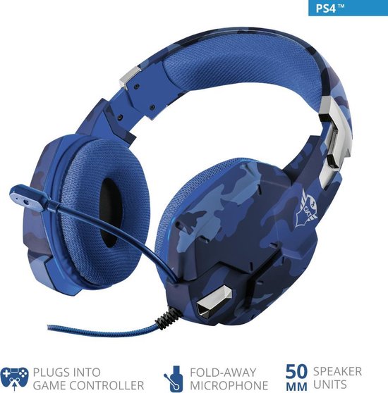 Trust GXT 322B Carus - Gaming Headset voor PS4, PS5, Xbox Series X en PC - Navi Camo - Zwart