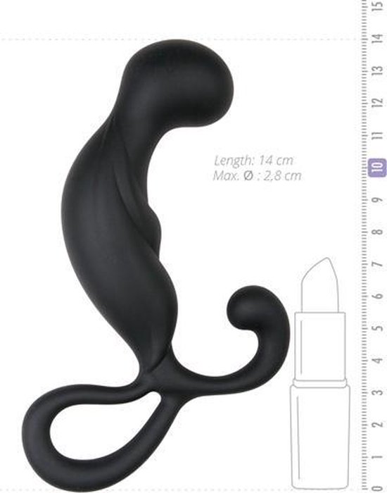 Gebogen prostaat dildo met handvat - Zwart