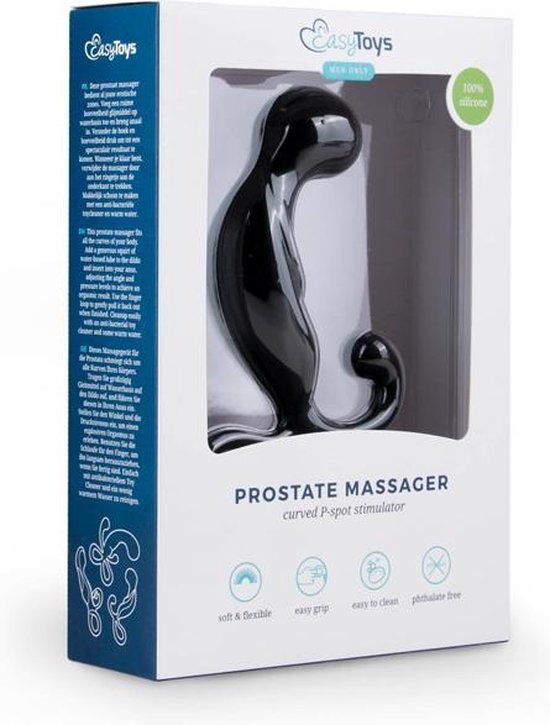 Gebogen prostaat dildo met handvat - Zwart