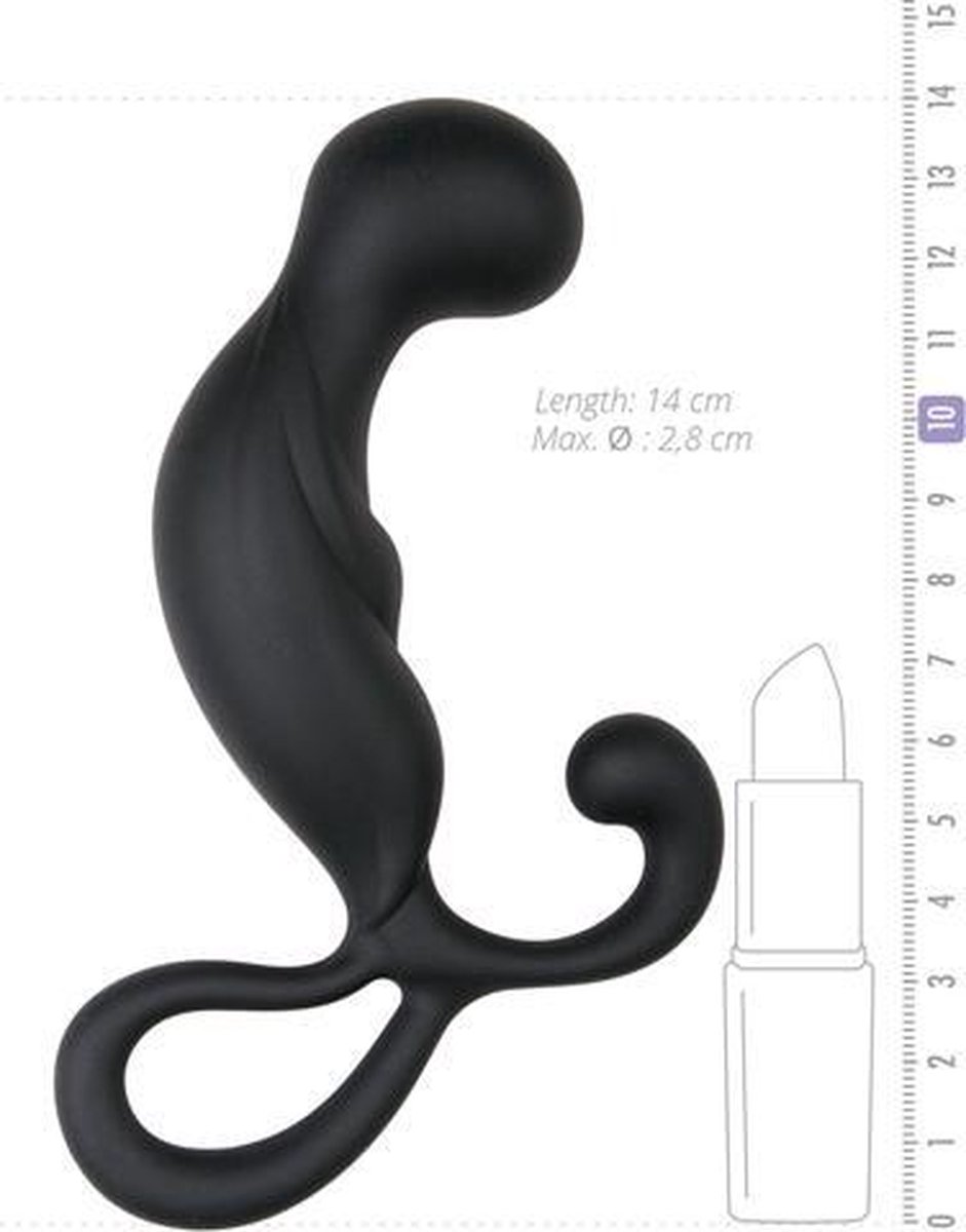 Gebogen prostaat dildo met handvat - Zwart