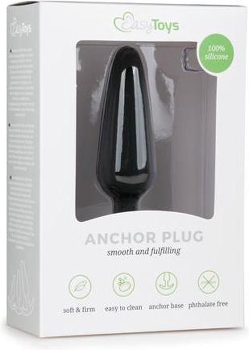 e medium buttplug met handvat - Zwart