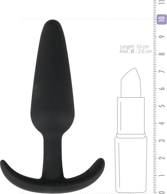 e medium buttplug met handvat - Zwart