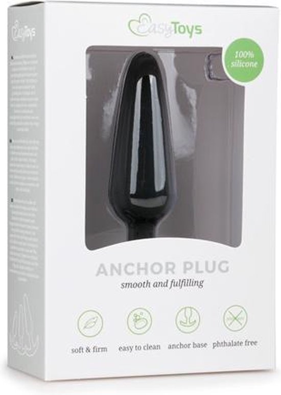 e medium buttplug met handvat - Zwart