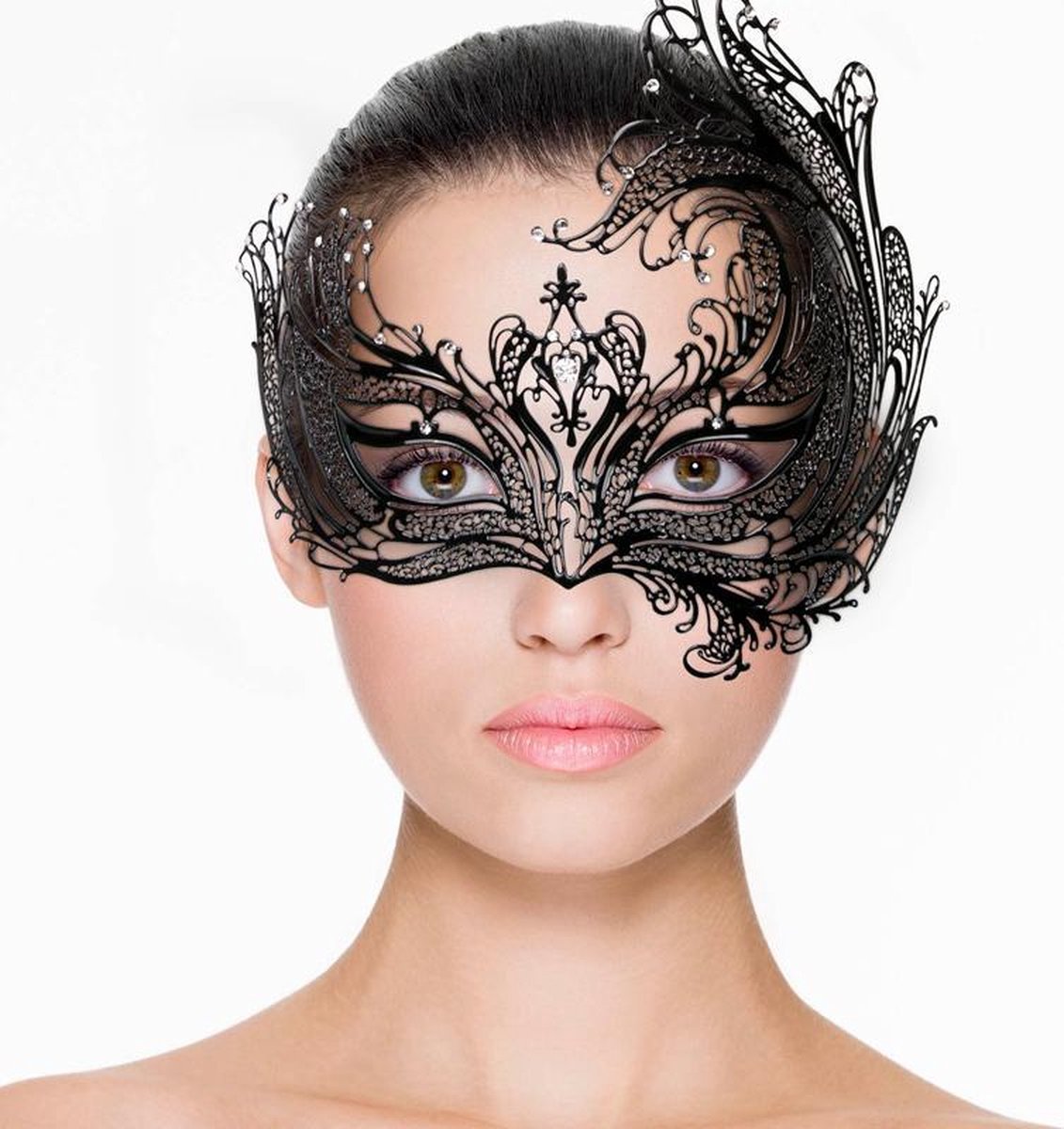 open Venetiaans masker - Zwart