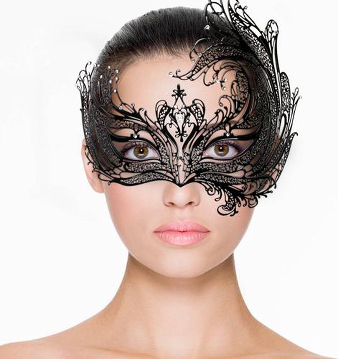 open Venetiaans masker - Zwart