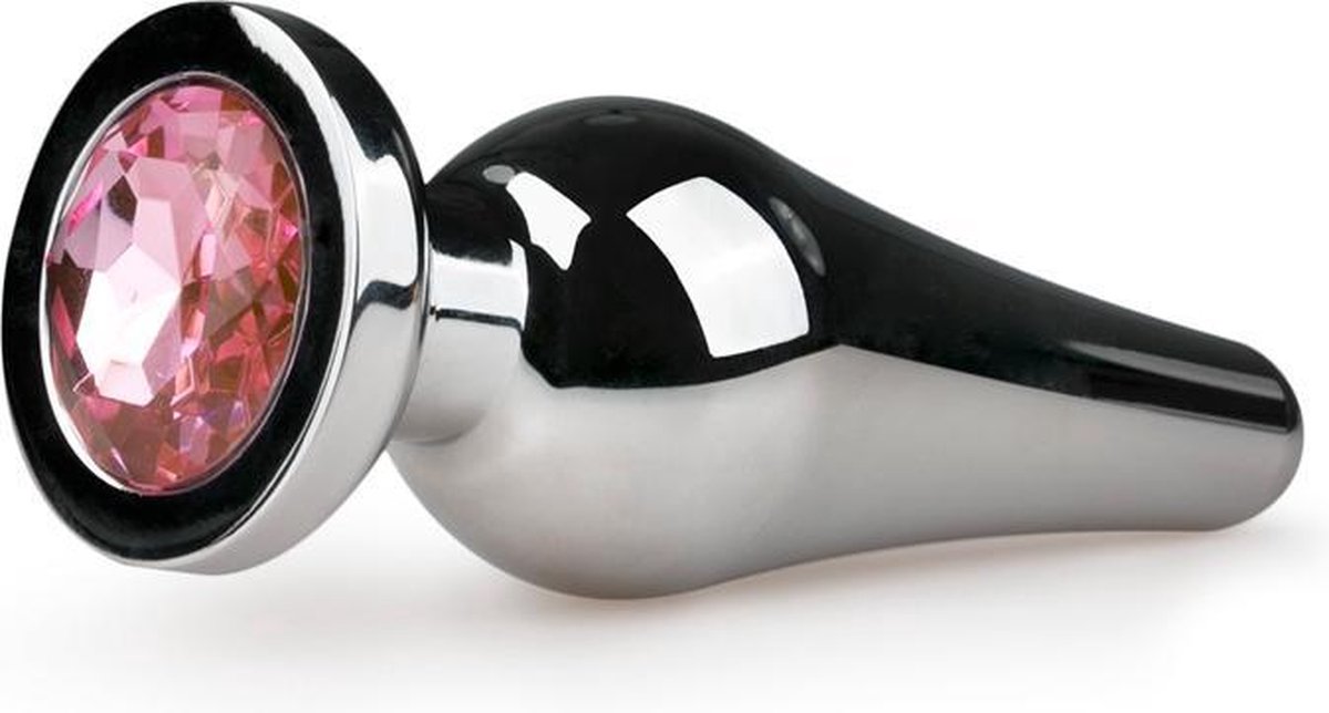 Buttplug met diamant - Zilver/ - Roze