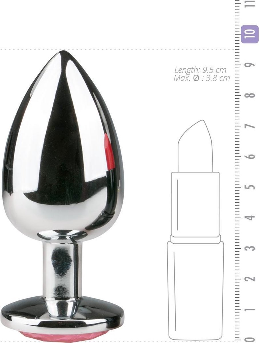 Grote buttplug met steen - Zilver/ - Silver