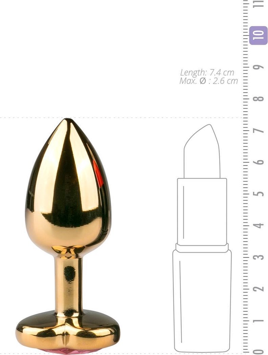 Kleine buttplug met hart/ - Goud